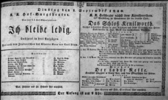 Theaterzettel (Oper und Burgtheater in Wien) 18400901 Seite: 1