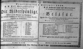 Theaterzettel (Oper und Burgtheater in Wien) 18400903 Seite: 1