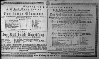 Theaterzettel (Oper und Burgtheater in Wien) 18400907 Seite: 1