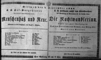 Theaterzettel (Oper und Burgtheater in Wien) 18400909 Seite: 1