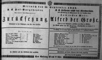 Theaterzettel (Oper und Burgtheater in Wien) 18400916 Seite: 1