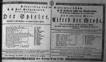 Theaterzettel (Oper und Burgtheater in Wien) 18400917 Seite: 1