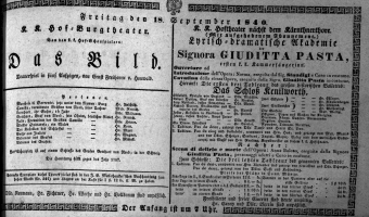 Theaterzettel (Oper und Burgtheater in Wien) 18400918 Seite: 1