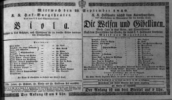 Theaterzettel (Oper und Burgtheater in Wien) 18400923 Seite: 1