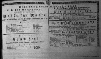 Theaterzettel (Oper und Burgtheater in Wien) 18400924 Seite: 1
