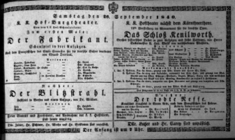 Theaterzettel (Oper und Burgtheater in Wien) 18400926 Seite: 1