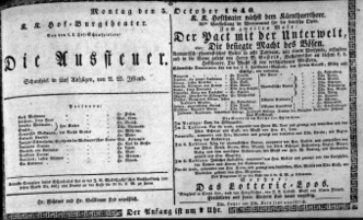 Theaterzettel (Oper und Burgtheater in Wien) 18401005 Seite: 1