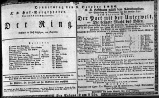 Theaterzettel (Oper und Burgtheater in Wien) 18401008 Seite: 1