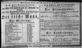 Theaterzettel (Oper und Burgtheater in Wien) 18401019 Seite: 1