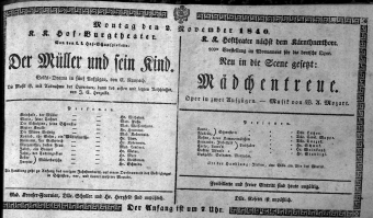 Theaterzettel (Oper und Burgtheater in Wien) 18401102 Seite: 1