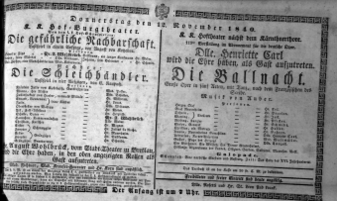 Theaterzettel (Oper und Burgtheater in Wien) 18401112 Seite: 1