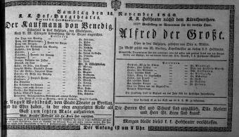 Theaterzettel (Oper und Burgtheater in Wien) 18401114 Seite: 1