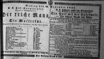 Theaterzettel (Oper und Burgtheater in Wien) 18401123 Seite: 1