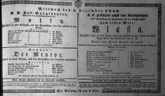 Theaterzettel (Oper und Burgtheater in Wien) 18401202 Seite: 1