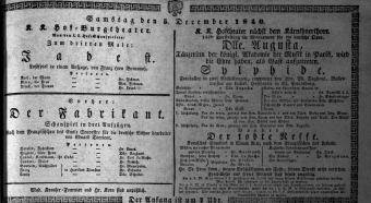 Theaterzettel (Oper und Burgtheater in Wien) 18401205 Seite: 1