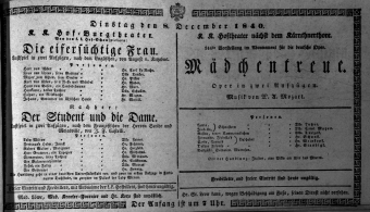 Theaterzettel (Oper und Burgtheater in Wien) 18401208 Seite: 1