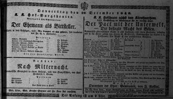 Theaterzettel (Oper und Burgtheater in Wien) 18401210 Seite: 1