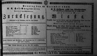 Theaterzettel (Oper und Burgtheater in Wien) 18401213 Seite: 1