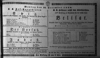 Theaterzettel (Oper und Burgtheater in Wien) 18401214 Seite: 1