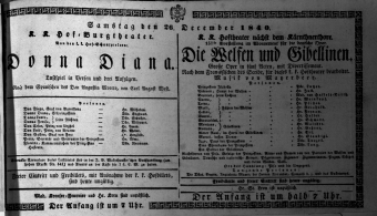 Theaterzettel (Oper und Burgtheater in Wien) 18401226 Seite: 1