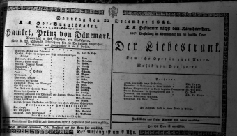 Theaterzettel (Oper und Burgtheater in Wien) 18401227 Seite: 1
