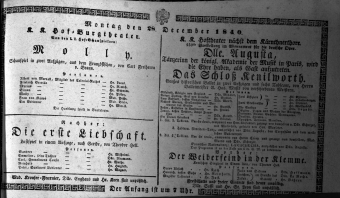 Theaterzettel (Oper und Burgtheater in Wien) 18401228 Seite: 1
