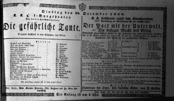 Theaterzettel (Oper und Burgtheater in Wien) 18401229 Seite: 1
