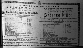 Theaterzettel (Oper und Burgtheater in Wien) 18401230 Seite: 1