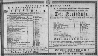 Theaterzettel (Oper und Burgtheater in Wien) 18410110 Seite: 1