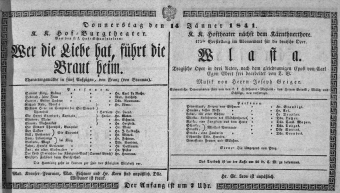 Theaterzettel (Oper und Burgtheater in Wien) 18410114 Seite: 1