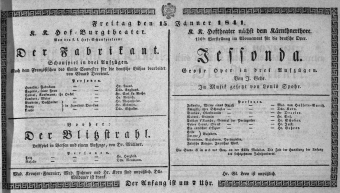 Theaterzettel (Oper und Burgtheater in Wien) 18410115 Seite: 1