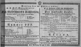 Theaterzettel (Oper und Burgtheater in Wien) 18410118 Seite: 1