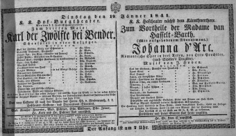 Theaterzettel (Oper und Burgtheater in Wien) 18410119 Seite: 1