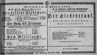 Theaterzettel (Oper und Burgtheater in Wien) 18410120 Seite: 1