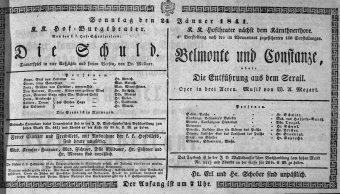 Theaterzettel (Oper und Burgtheater in Wien) 18410124 Seite: 1