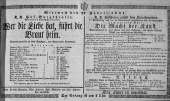 Theaterzettel (Oper und Burgtheater in Wien) 18410127 Seite: 1