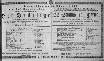 Theaterzettel (Oper und Burgtheater in Wien) 18410128 Seite: 1