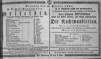 Theaterzettel (Oper und Burgtheater in Wien) 18410131 Seite: 1