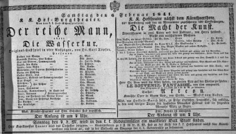 Theaterzettel (Oper und Burgtheater in Wien) 18410206 Seite: 1
