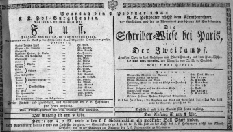 Theaterzettel (Oper und Burgtheater in Wien) 18410207 Seite: 1