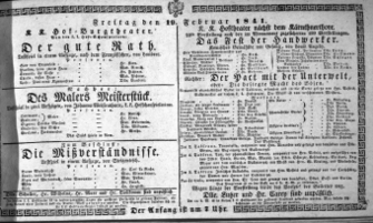 Theaterzettel (Oper und Burgtheater in Wien) 18410219 Seite: 1