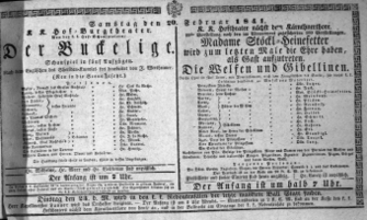 Theaterzettel (Oper und Burgtheater in Wien) 18410220 Seite: 1