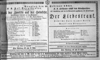 Theaterzettel (Oper und Burgtheater in Wien) 18410221 Seite: 1