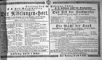 Theaterzettel (Oper und Burgtheater in Wien) 18410226 Seite: 1