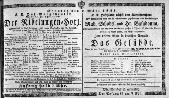 Theaterzettel (Oper und Burgtheater in Wien) 18410307 Seite: 1