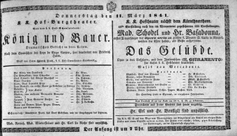 Theaterzettel (Oper und Burgtheater in Wien) 18410311 Seite: 1