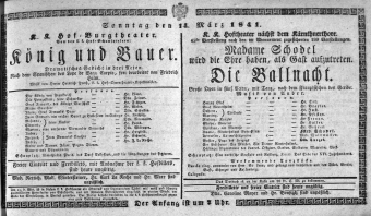 Theaterzettel (Oper und Burgtheater in Wien) 18410314 Seite: 1