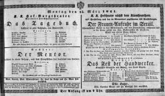 Theaterzettel (Oper und Burgtheater in Wien) 18410315 Seite: 1