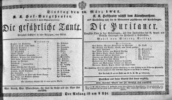 Theaterzettel (Oper und Burgtheater in Wien) 18410316 Seite: 1