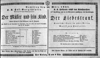 Theaterzettel (Oper und Burgtheater in Wien) 18410320 Seite: 1